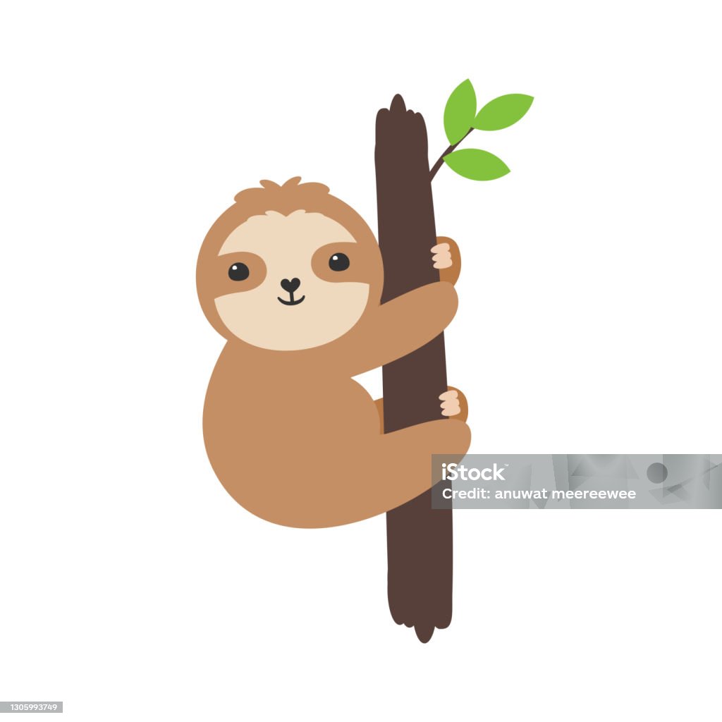 Vector Cartoon Slot Sleep Slowly Moving Slots Hang On Trees In Various  Poses Stock Illustration - Download Image Now - iStock