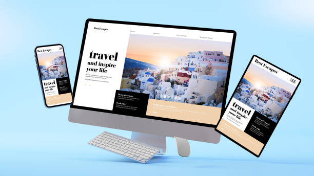 responsive floating responsive design - página da web imagens e fotografias de stock