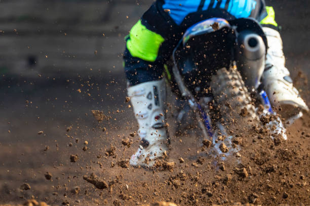 istock Motocross scene on a trail 1305998825