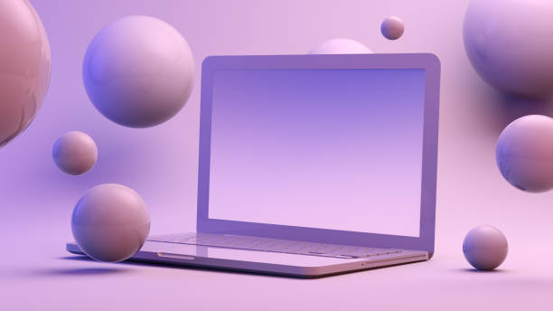 istock laptop surrounded by spheres 1305999697