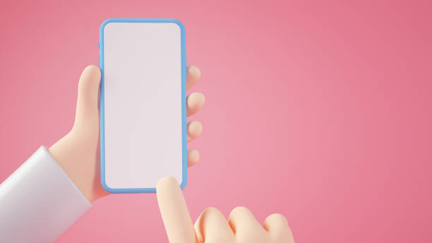 istock Cartoon hands holding blank smartphone 1306001003