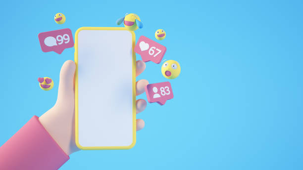 istock Cartoon hands holding smartphone 1306001209