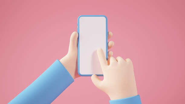 istock Cartoon hands with smartphone 1306001236