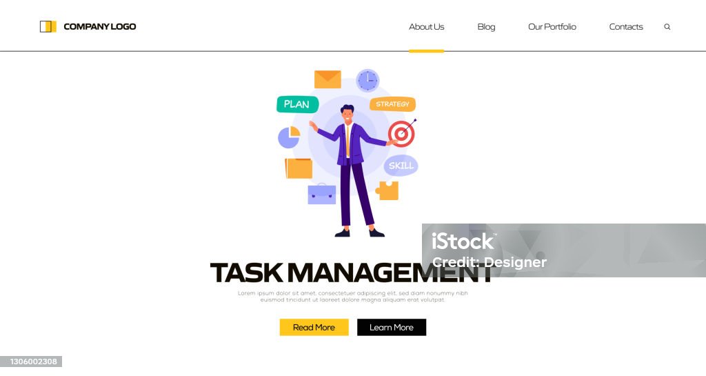 Task. Let Banner Task Management Concept Vector Illustration For Landing Page Template ...