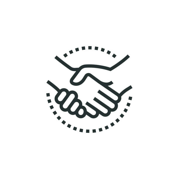 handshake line icon - respekt stock-grafiken, -clipart, -cartoons und -symbole