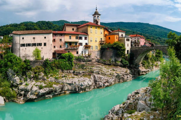 istock Ancient town in the Soca valley, Slovenia. 1306004801