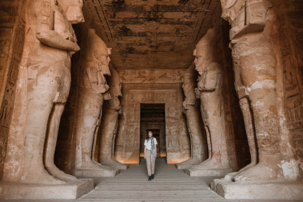 istock Woman walking inside  Abu Simbel temples 1306009505