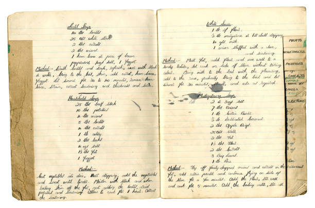 istock Handwritten catering soup recipes for a military kitchen 1306009871