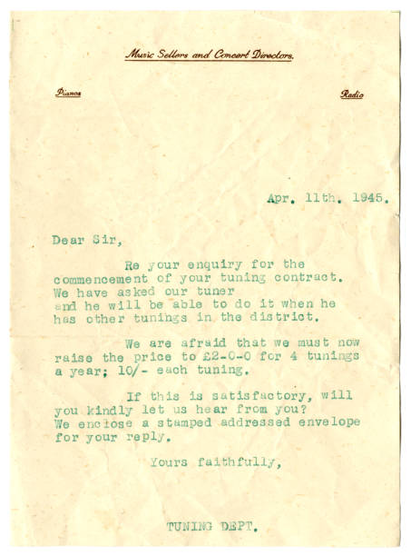 istock Letter regarding piano tuning, 1945 1306009903