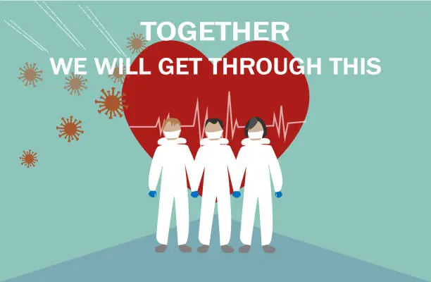 Vector illustration of Stronger Together,Coronavirus outbreak.