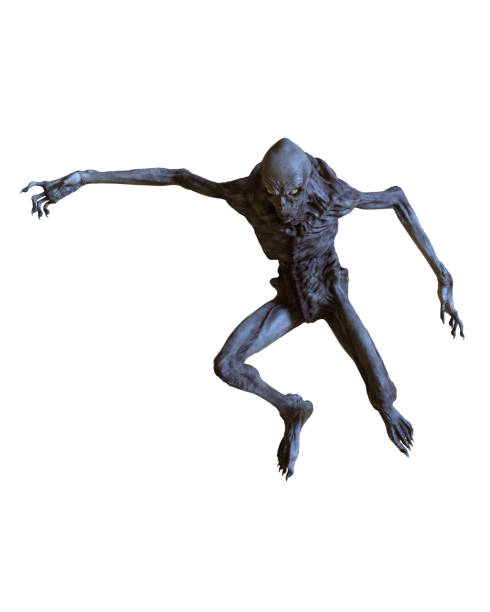 istock Boogeyman monster jumping 3D illustration isolated on white. 1306011730