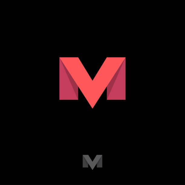 stockillustraties, clipart, cartoons en iconen met m brief. m origami monogram bestaat uit rood lint. - letter m