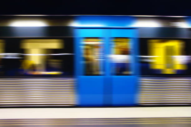 Wagon in move the Stockholm metro, Sweden