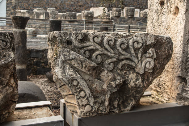 Ruins of the great synagogue of Capernaum, Israel.