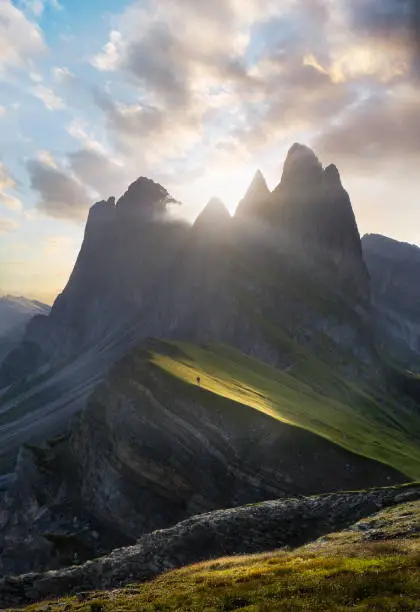 Epic sunrise in the mountains - Seceda, Dolomites