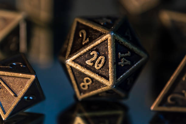 istock Close-up image of a bronze D20 1306017853