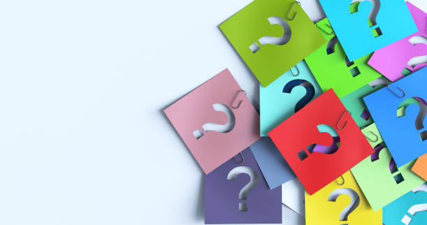 Question Mark On Colorful Paper stock photo