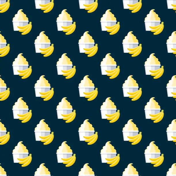 Vector illustration of Banana Ice Cream Pattern