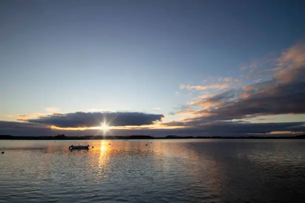 Photo of Sunset over the River Deben at Ramsholt in Suffolk, UK