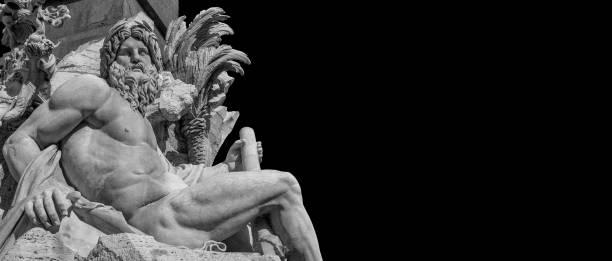 istock Greek or Roman God (Black and White with copy space) 1306021093