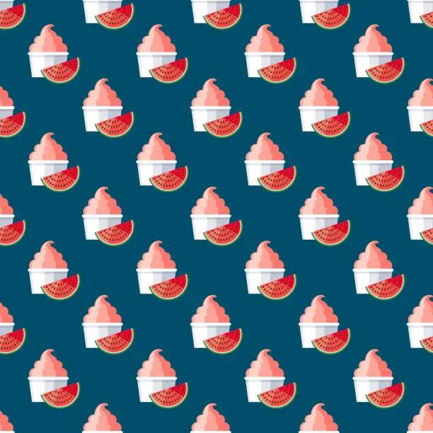 Vector illustration of Watermelon Ice Cream Pattern