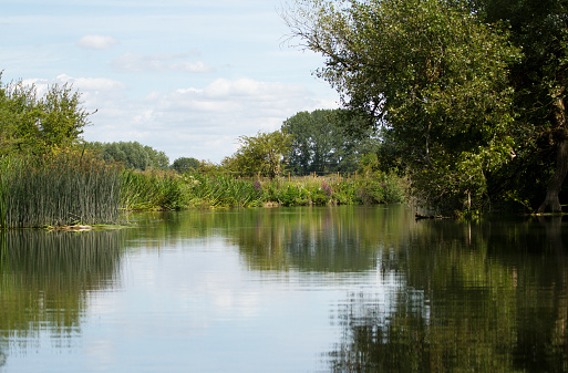 Colour photograph of the river Thames from Lechlade on Thames