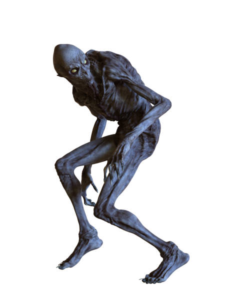 istock Boogeyman monster creeping 3D illustration isolated on white. 1306023132