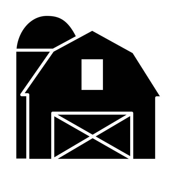 ilustrações de stock, clip art, desenhos animados e ícones de modern farm and agriculture barn with silo icon concept - barn