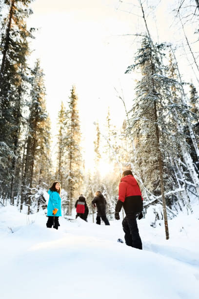 activité en plein air un week-end d’hiver - group of people teenager snow winter photos et images de collection