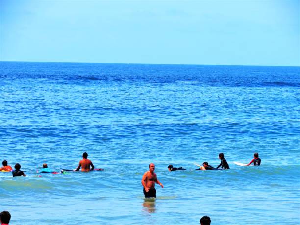 Punta del Este, Uruguay - January 17, 2018.People bathing in the sea on the holiday .