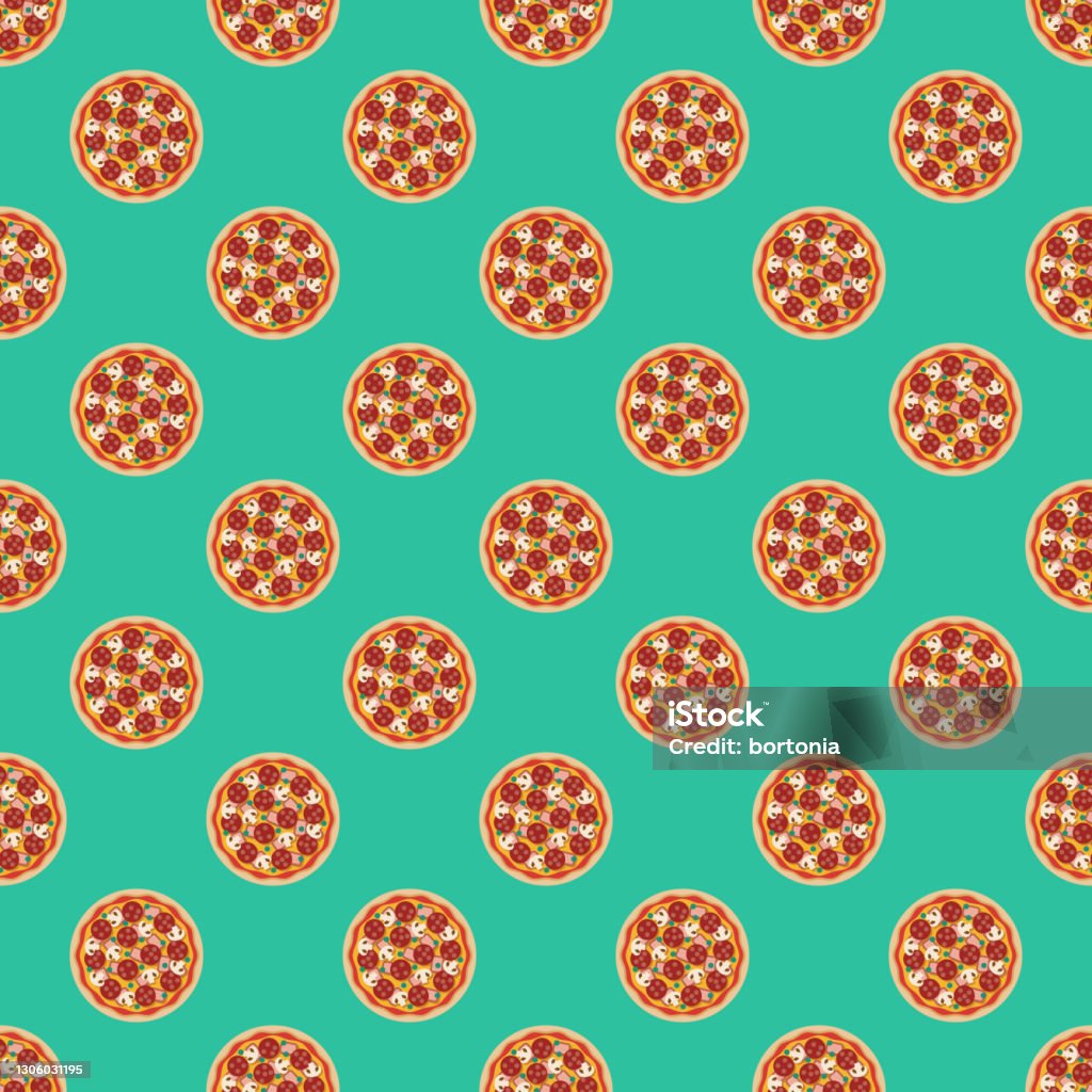 Pepperoni Pattern Pepperoni Mushroom Pizza Meal Pattern Stock Illustration - Download ...