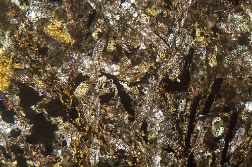 Virginia Diabase Rocks Thin Section Of A Diabase Rock Under The Microscope And In Polarized ...