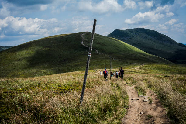 The mountain trail in the Bieszczady Mountains.
