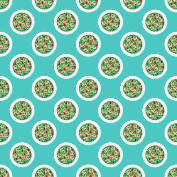 Vector illustration of Shrimp Salad Pattern