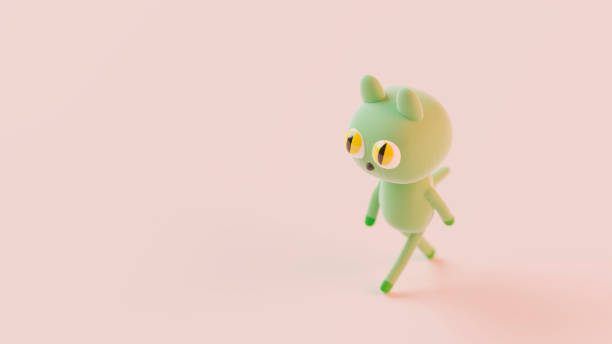 istock Cute cartoon green cat 1306043272