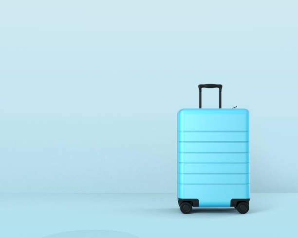 istock Stylish Suitcase on Color Background 1306049039