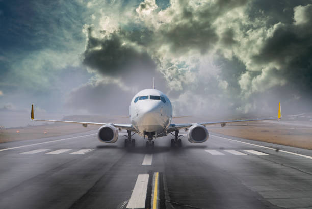 istock Commercial Jet airplane on the runway ready for take off 1306071557