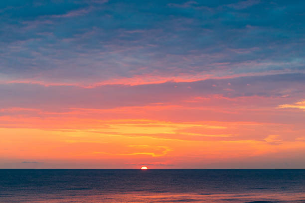 Beautiful red sunset on the sea landscape