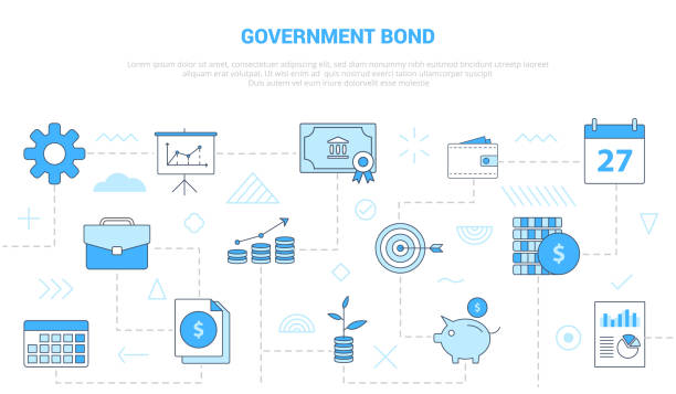 istock government bond concept with icon set template banner with modern blue color style 1306076479