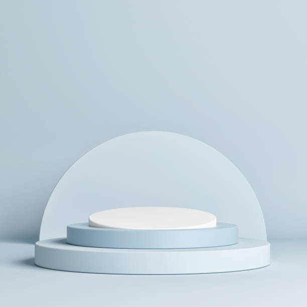 istock Minimal light blue podium for product display. 1306080685