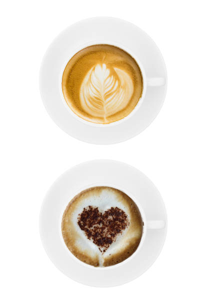 istock Top view coffee cup collection, coffee cup assortment with shape sign collection isolated on white background. Save with clipping path 1306080694