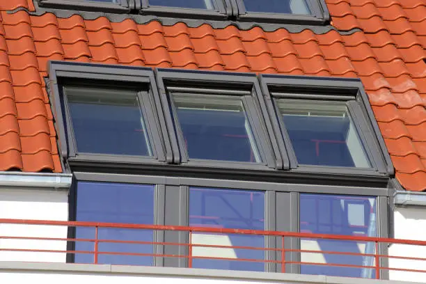Modern new facade connection window or roof window
