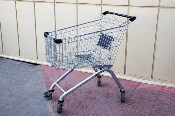 istock Empty shopping trolley for groceries close up 1306081635