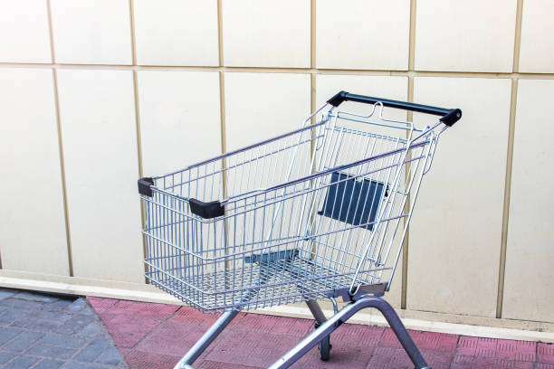 istock Empty shopping trolley for groceries close up 1306081746