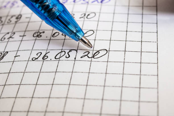 istock Writing date with pen on white paper closeup 1306082073