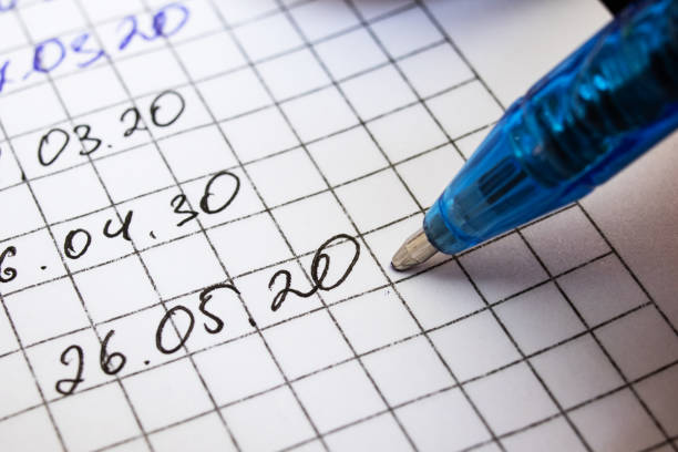 istock Writing date with pen on white paper closeup 1306082100