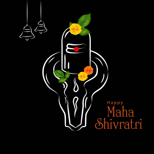 Happy Maha Shivratri Festival Background, line art vector illustration. Happy Maha Shivratri Festival Background, line art drawing Illustration of Shivlinga (Symbol of Lord Shiva). lord shiva wallpapers drawing stock illustrations