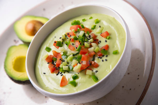 istock Avocado soup with yogurt and vegetables. 1306092863