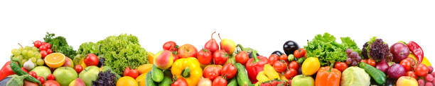 istock Wide panorama multi-colored fresh fruits and vegetables 1306093725