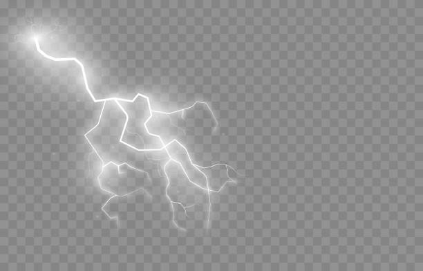 Vector lightning, lightning thunderstorm, lighting. Natural phenomenon, light effect. Vector lightning, lightning, thunderstorm, lighting. Natural phenomenon, light effect.  Vector. lightning stock illustrations